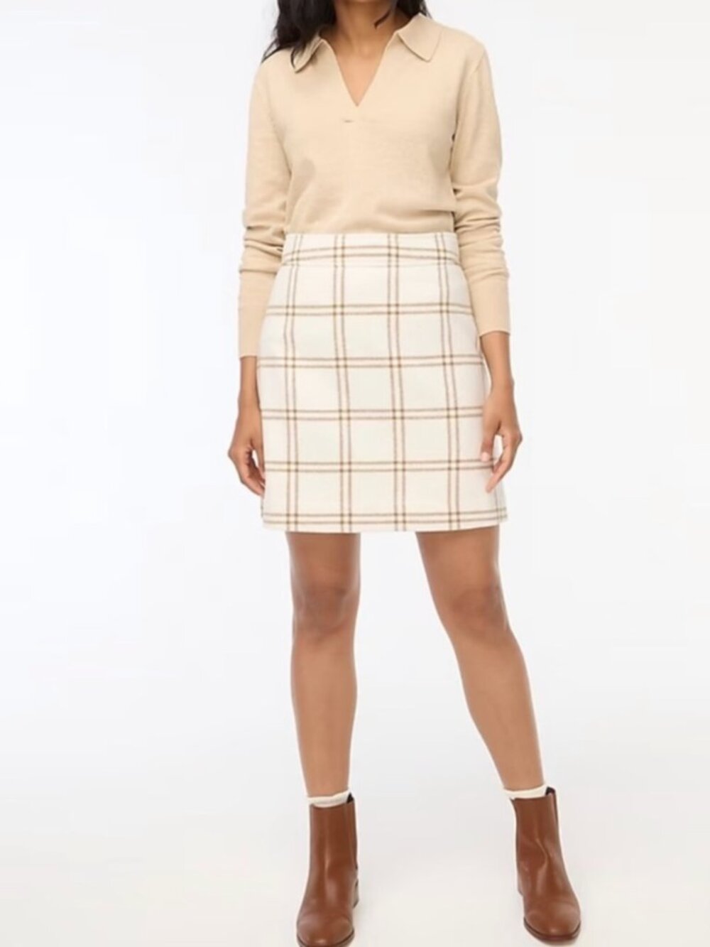 J. Crew Plaid Wool Blend A-Line Mini Skirt